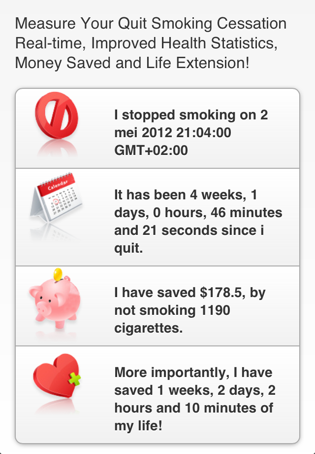 Quit Smoking Counter Stop smoking timeline